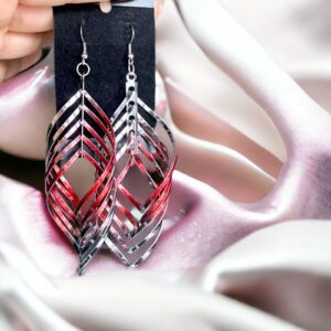 Sophia ezüst-piros színátmenetes fém bizsu fülbevaló