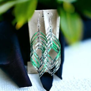 Sophia ezüst-zöld színátmenetes fém bizsu fülbevaló
