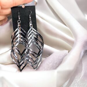 Sophia ezüst-fekete színátmenetes fém bizsu fülbevaló