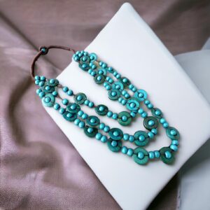 Lizett kék fa bizsu nyaklánc