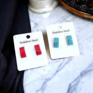 Detti piros színű káprázatos nemesacél fülbevaló