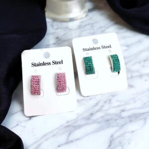 Detti méregzöld színű káprázatos nemesacél fülbevaló