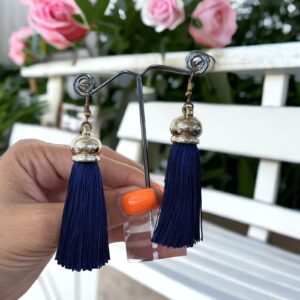 Ruby sötétkék rojtos bizsu fülbevaló