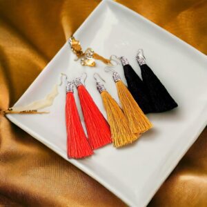 Evelin MUSTÁR SÁRGA rojtos bizsu fülbevaló