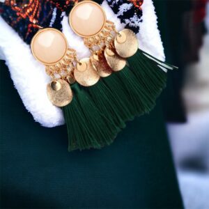 Eliza MÉREGZÖLD rojtos bizsu fülbevaló