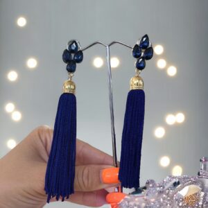 Lunetta sötét kék bizsu rojtos fülbevaló