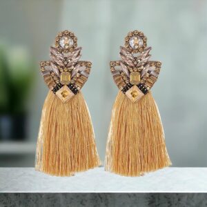 Bonnie mustár sárga rojtos bizsu fülbevaló