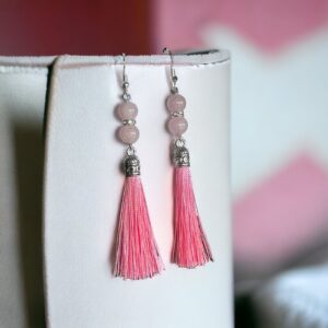 Detti rózsaszín bizsu rojtos fülbevaló