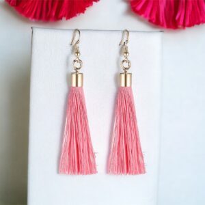 Dotti rózsaszín rojtos bizsu fülbevaló