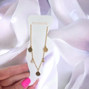 Életfa arany színű nemesacél bokalánc