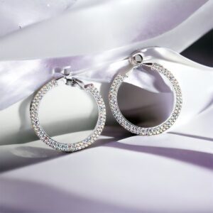 Sophia szivárvány színű 5 cm köves bizsu karika fülbevaló