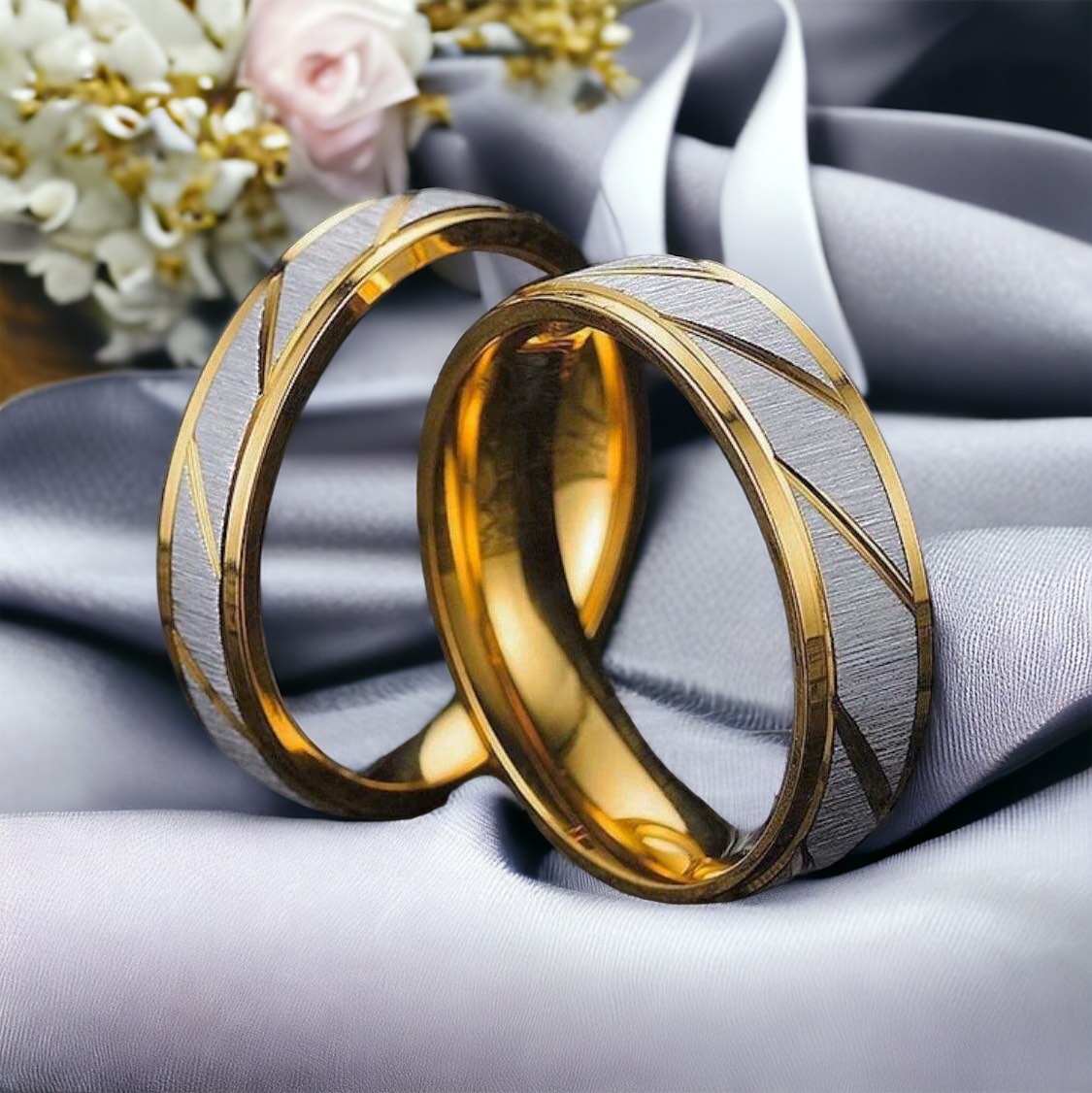 Anna arany ezüst színű férfi nemesacél páros gyűrű - 18 mm