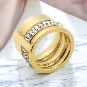 Elle kristály köves arany nemesacél gyűrű