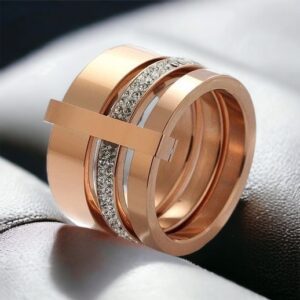 Elle kristály köves rosegold nemesacél gyűrű