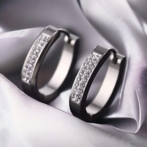 Kelly ezüst köves ezüst színű nemesacél fülbevaló