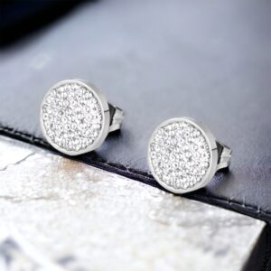 Déna ezüst színű káprázatos pont nemesacél fülbevaló