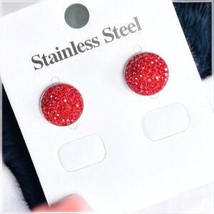 Donna piros színű káprázatos pont nemesacél fülbevaló