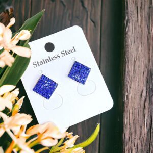 Diana kirákykék színű nemesacél fülbevaló