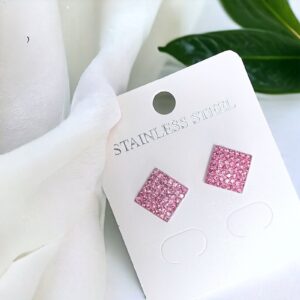 Diana rózsaszín színű nemesacél fülbevaló