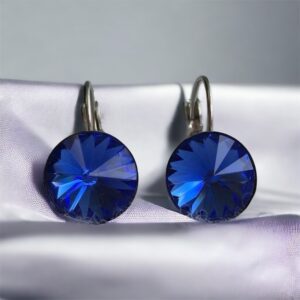 Kara francia kapcsos királykék színű nemesacél fülbevaló