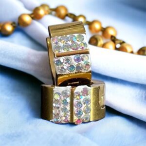 Kim szivárvány köves arany színű nemesacél fülbevaló