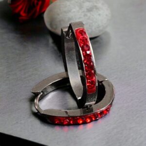 Ketrin piros köves ezüst színű nemesacél fülbevaló