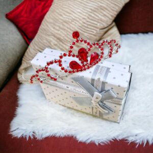 Amarilla piros színű alkalmi diadém tiara esküvői ékszer