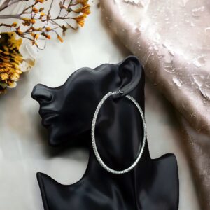 Anna ezüst színű 8 cm köves bizsu karika fülbevaló