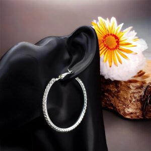 Anna ezüst színű 6 cm köves bizsu karika fülbevaló