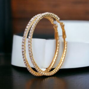 Anna arany színű 4 cm köves bizsu karika fülbevaló