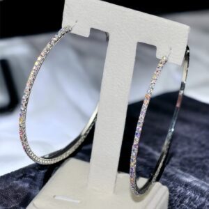 Anna szivárvány színű 8 cm köves bizsu karika fülbevaló