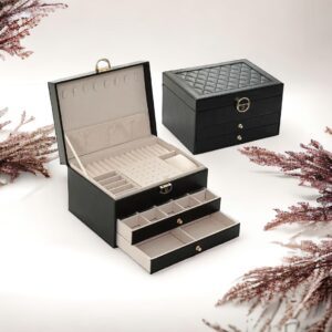 Luna fekete színű ékszertartó doboz