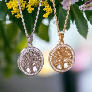 Életfa arany színű nemesacél nyaklánc