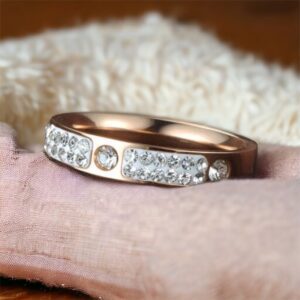 Kinga kristály köves rosegold nemesacél gyűrű