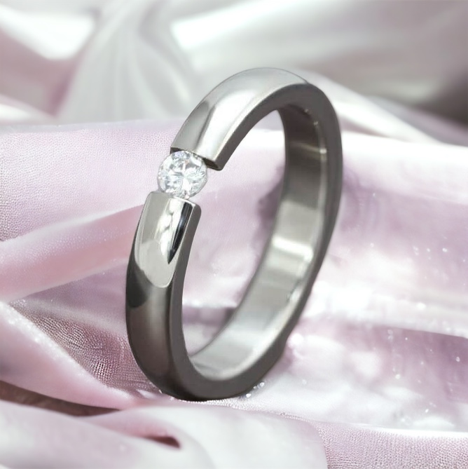 Mendi ezüst színű kristály köves nemesacél gyűrű - 16 mm