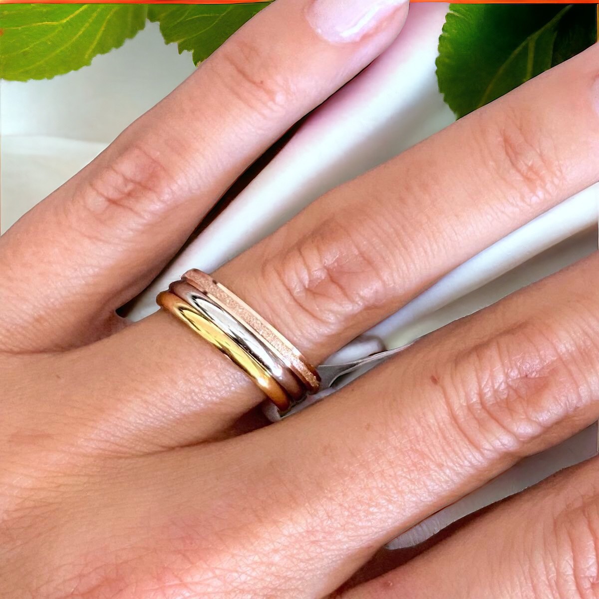 Tiana arany-ezüst-rosegold színű nemesacél gyűrű - 17 mm
