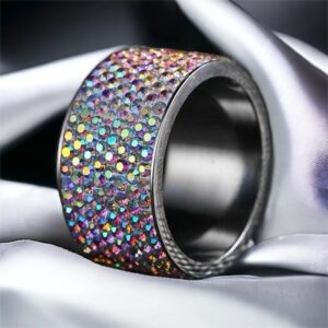 Beka kristály köves szivárványos nemesacél gyűrű