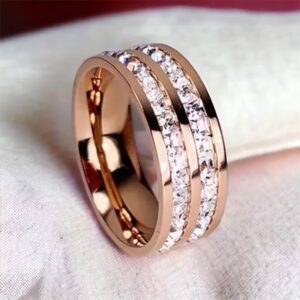 Beki rosegold színű kristály köves nemesacél gyűrű