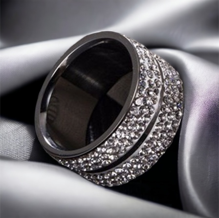 Rebeka kristály köves ezüst színű nemesacél gyűrű - 21 mm