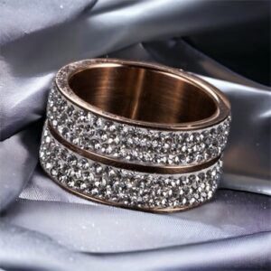 Rebeka kristály köves rosegold színű  nemesacél gyűrű