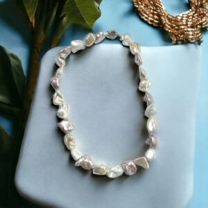 Amira bézs-fehér színű tenyésztett gyöngy nyaklánc