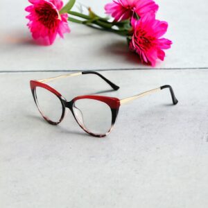 Nona bordó alul leopárd mintás dioptria nélküli divatszemüveg