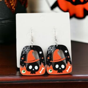 Koponya halloweeni akril bizsu fülbevaló