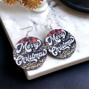 Merry Christmas karácsonyi bizsu PU bőr fülbevaló