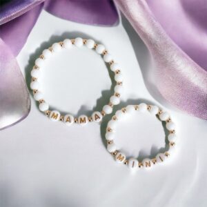 Mama&Mini fehér ónix szerencse hozó páros ásvány karkötő