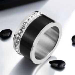 Milla kristály köves EZÜST-FEKETE kerámia gyűrű