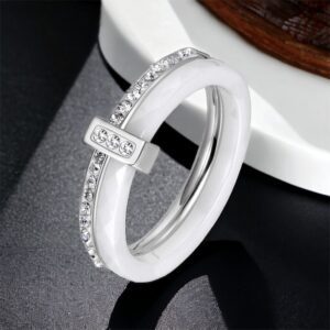 Paula Kerámia gyűrű cirkónium kövekkel FEHÉR-EZÜST