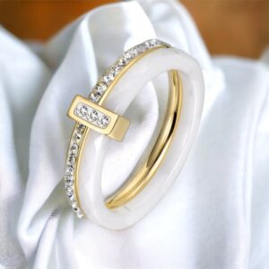 Paula Kerámia gyűrű cirkónium kövekkel ARANY-FEHÉR