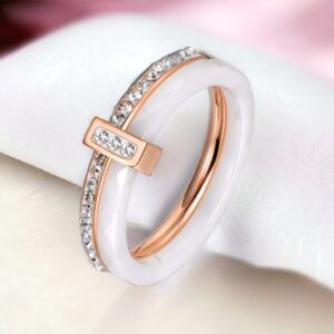 Paula Kerámia gyűrű cirkónium kövekkel ROSEGOLD-FEHÉR