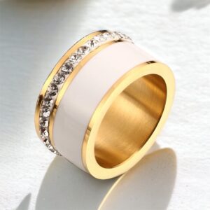 Milla kristály köves ARANY-FEHÉR  kerámia gyűrű